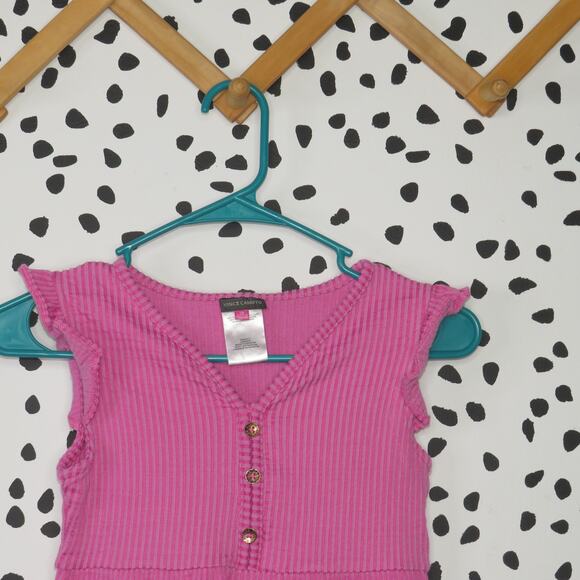 Vince Camuto Pink Ribbed Knit Flutter Sleeve Tiered Girls Dress - Picture 2 of 7